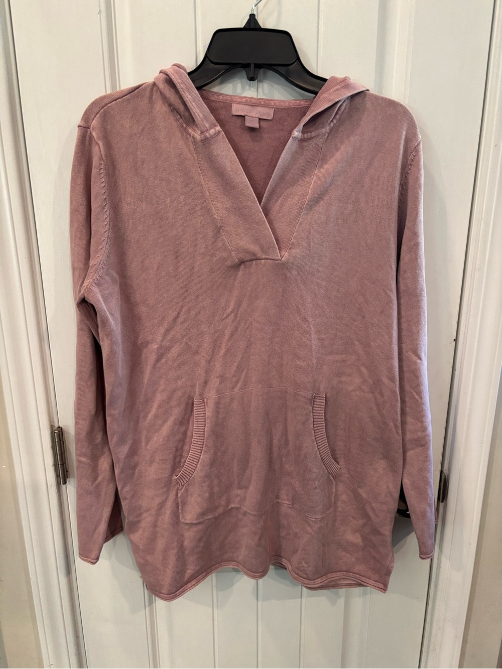 Barefoot Dreams Dusty Rose V-Neck Hooded Pullover